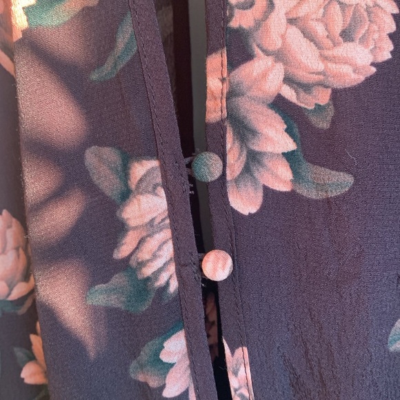 Johanna Ortiz x H&M Floral Maxi Dress with Ruffled Statement Sleeves Brown XS - Picture 9 of 14